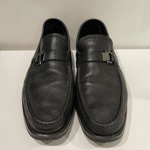 Salvatore Ferragamo Leather Moccasin Loafers with Gancini Ornament